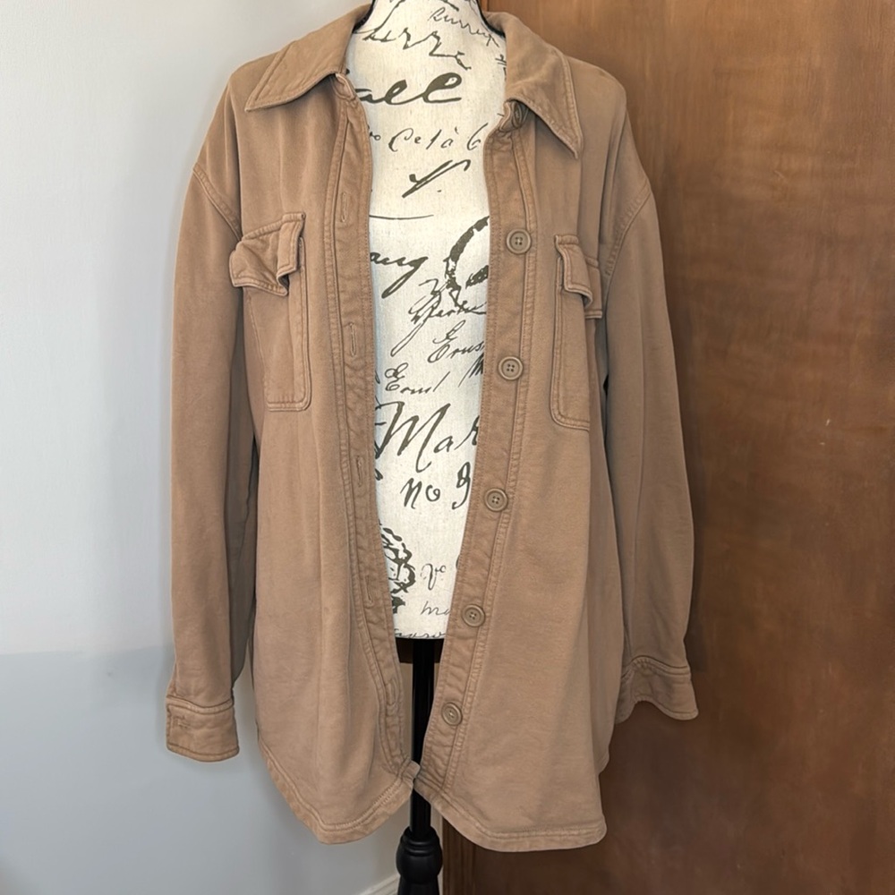 Good American Fleece Shacket | Tan | S/M